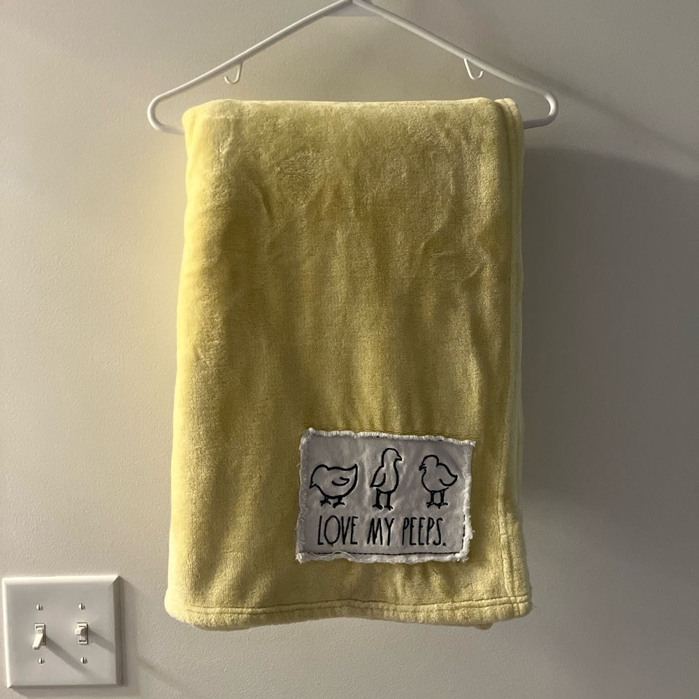 Rae Dunn Yellow Easter Love My Peeps Blanket Throw - 5' × 4'